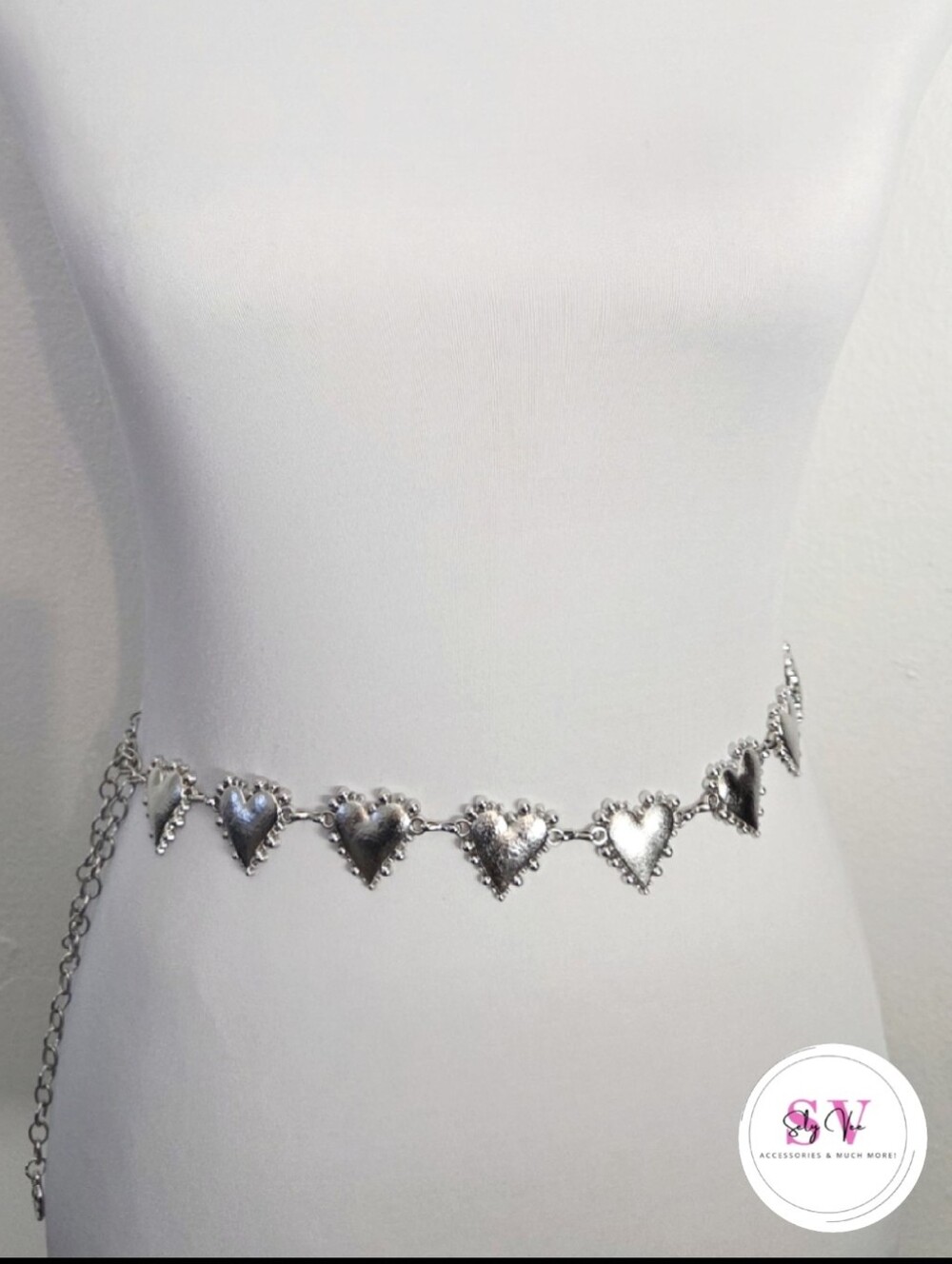 Silver Heart Link Chain Belt